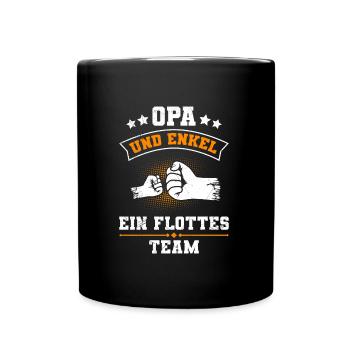 OPA UND ENKEL EIN FLOTTES TEAM Lustiges - Tasse einfarbig - Schwarz - Vorne