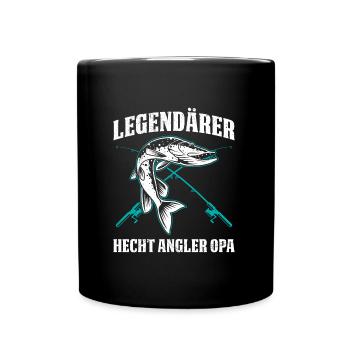 Angeln Hobby LEGENDÄRER HECHT ANGLER OPA Lustiges - Tasse einfarbig - Schwarz - Vorne