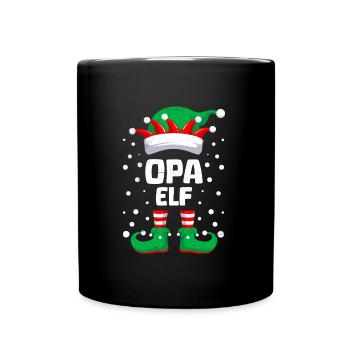 Weihnachten OPA ELF Lustiges Großvater Elfen - Tasse einfarbig - Schwarz - Vorne