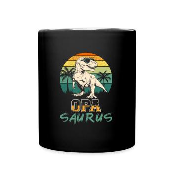 OPA SAURUS Lustiges Dinosaurier Großvater - Tasse einfarbig - Schwarz - Vorne