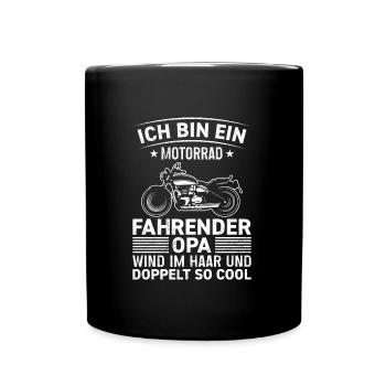 Großvater BIN EIN MOTORRAD FAHRENDER OPA - Tasse einfarbig - Schwarz - Vorne