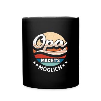 OPA MACHT'S MÖGLICH Lustiges Großvater Opi - Tasse einfarbig - Schwarz - Vorne