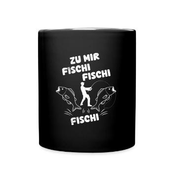 Angler Outfit ZU MIR FISCHI FISCHI FISCHI Lustiges - Tasse einfarbig - Schwarz - Vorne