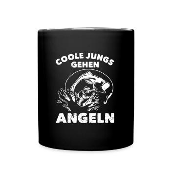 Angler COOLE JUNGS GEHEN ANGELN Lustiges - Tasse einfarbig - Schwarz - Vorne
