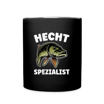 HECHT SPEZIALIST Lustiges Angler Outfit Hecht - Tasse einfarbig - Schwarz - Vorne