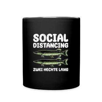 Hecht Angler SOCIAL DISTANCING ZWEI HECHTE LANG - Tasse einfarbig - Schwarz - Vorne