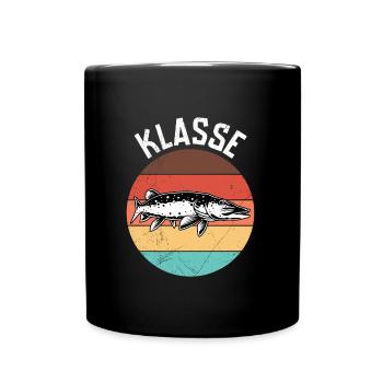 Angler Geburtstag KLASSE HECHT Lustiges Angeln - Tasse einfarbig - Schwarz - Vorne
