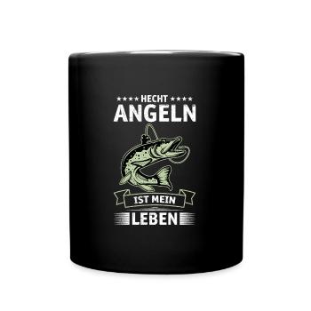 HECHT ANGELN IST MEIN LEBEN Angler Outfit Hecht - Tasse einfarbig - Schwarz - Vorne