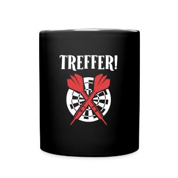 Dart Spieler TREFFER! Lustiges Dart Spielen - Tasse einfarbig - Schwarz - Vorne