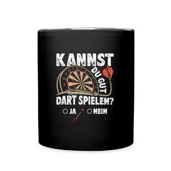 Dart Spieler KANNST DU GUT DART SPIELEN? Lustiges - Tasse einfarbig - Schwarz - Vorne