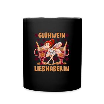 GLÜHWEIN LIEBHABERIN Lustiges Weihnachtsmarkt - Tasse einfarbig - Schwarz - Vorne