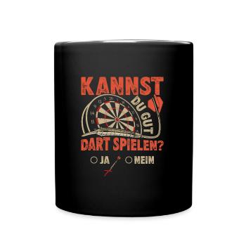 Dart Spieler KANNST DU GUT DART SPIELEN? Lustiges - Tasse einfarbig - Schwarz - Vorne