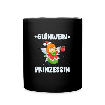 GLÜHWEIN PRINZESSIN Lustiges Weihnachtsmarkt - Tasse einfarbig - Schwarz - Vorne