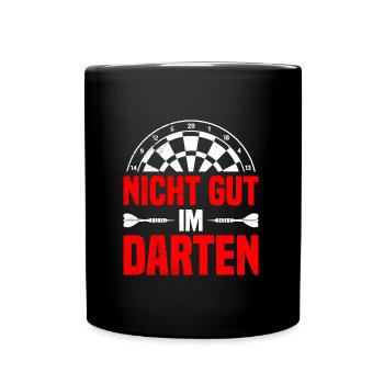 Dart Spieler NICHT GUT IM DARTEN Lustiges Darts - Tasse einfarbig - Schwarz - Vorne