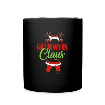Weihnachtsmarkt GLÜHWEIN CLAUS Lustiges Santa - Tasse einfarbig - Schwarz - Vorne
