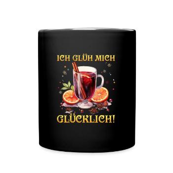 Weihnachtsmarkt GLÜH MICH GLÜCKLICH Lustiges - Tasse einfarbig - Schwarz - Vorne