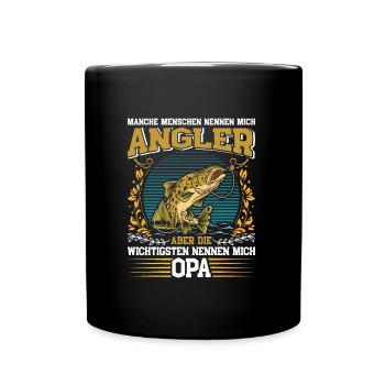 Opi MANCHE MENSCHEN NENNEN MICH ANGLER BIN OPA - Tasse einfarbig - Schwarz - Vorne
