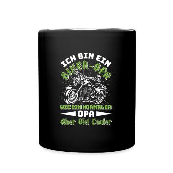 Opi BIN EIN BIKER OPA Lustiges Motorrad Fahrer - Tasse einfarbig - Schwarz - Vorne