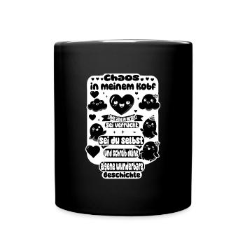 Chaos in the head, love in the heart - Full Colour Mug - black - Front