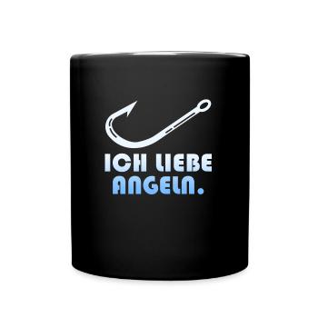 Angler ICH LIEBE ANGELN Lustiges Angel Liebhaber - Tasse einfarbig - Schwarz - Vorne