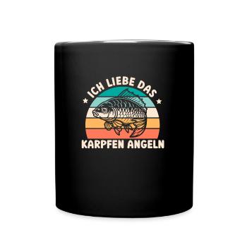 Angler ICH LIEBE DAS KARPFEN ANGELN Lustiges - Tasse einfarbig - Schwarz - Vorne