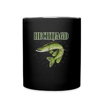 HECHT JAGD Lustiges Hecht Angeln Hobby Männer - Tasse einfarbig - Schwarz - Vorne