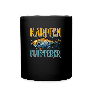 KARPFEN FLÜSTERER Lustiges Angler Geburtstags - Tasse einfarbig - Schwarz - Vorne