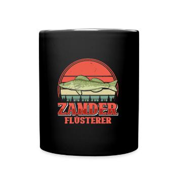 ZANDER FLÜSTERER Angler Outfit Angeln Hobby - Tasse einfarbig - Schwarz - Vorne
