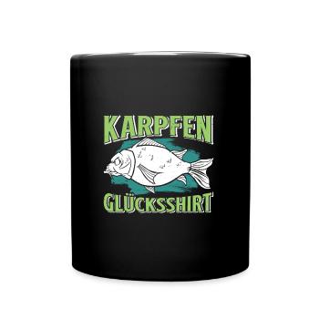 Angler Outfiit KARPFEN GLÜCKSSHIRT Lustiges - Tasse einfarbig - Schwarz - Vorne