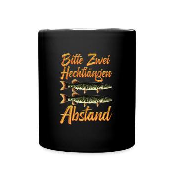 Hecht Angeln BITTE ZWEI HECHTLÄNGEN ABSTAND Lustig - Tasse einfarbig - Schwarz - Vorne