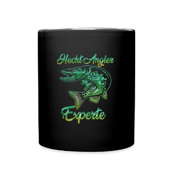 HECHT ANGLER EXPERTE Angeln Geburtstags Angler - Tasse einfarbig - Schwarz - Vorne