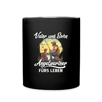 SOHN UND VATER ANGELTEAM FÜRS LEBEN Angeln Hobby - Tasse einfarbig - Schwarz - Vorne