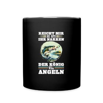 Zander Angler REICHT MIR DIE RUTE IHR NARREN - Tasse einfarbig - Schwarz - Vorne