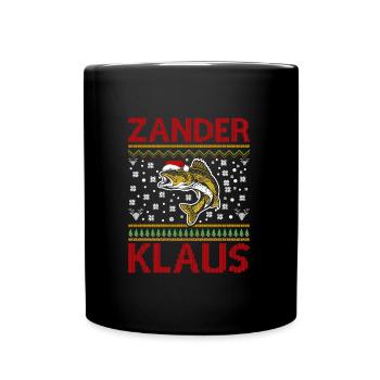 Lustiges Angler Outfit Weihnachten - Tasse einfarbig - Schwarz - Vorne