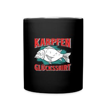 Angler Outfiit KARPFEN GLÜCKSSHIRT Lustiges - Tasse einfarbig - Schwarz - Vorne