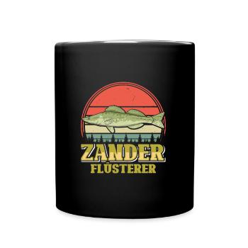 ZANDER FLÜSTERER Angler Outfit Angeln Hobby - Tasse einfarbig - Schwarz - Vorne
