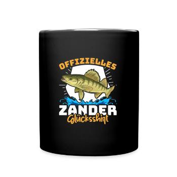 Zander Angeln OFFIZIELLES ZANDER GLÜCKSSHIRT - Tasse einfarbig - Schwarz - Vorne