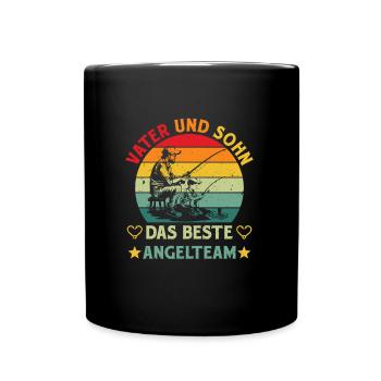 SOHN UND VATER DAS BESTE ANGELTEAM Männer Angler - Tasse einfarbig - Schwarz - Vorne