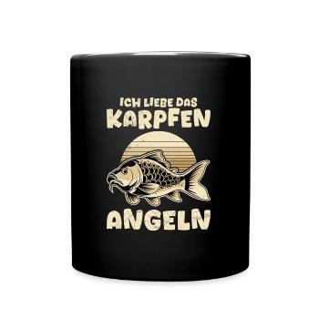 Angler ICH LIEBE DAS KARPFEN ANGELN Lustiges - Tasse einfarbig - Schwarz - Vorne