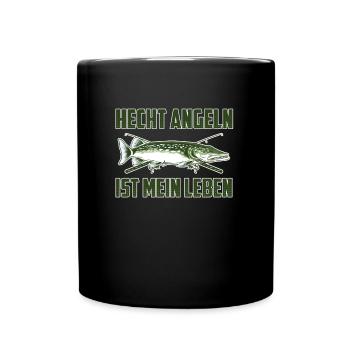 HECHT ANGELN IST MEIN LEBEN Angler Outfit Hecht - Tasse einfarbig - Schwarz - Vorne