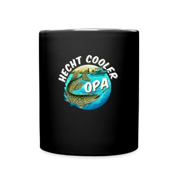 HECHT COOLER OPA Lustiges Hecht Angler Großvater - Tasse einfarbig - Schwarz - Vorne