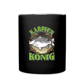 KAPRFEN KÖNIG Lustiges Karpfen Angler Outfit - Tasse einfarbig - Schwarz - Vorne