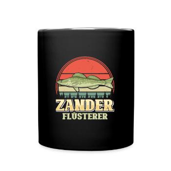 ZANDER FLÜSTERER Angler Outfit Angeln Hobby - Tasse einfarbig - Schwarz - Vorne