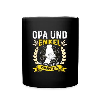 OPA UND ENKEL KOMPLIZEN Lustiges Geburtstags - Tasse einfarbig - Schwarz - Vorne