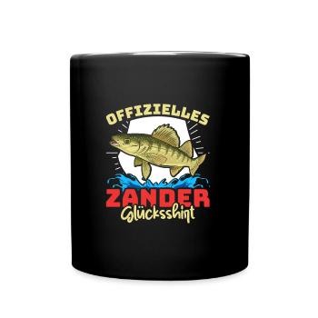 Zander Angeln OFFIZIELLES ZANDER GLÜCKSSHIRT - Tasse einfarbig - Schwarz - Vorne