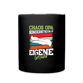 Opi CHAOS OPA KINDERBETREUUNG AUF EIGENE GEFAHR - Tasse einfarbig - Schwarz - Vorne