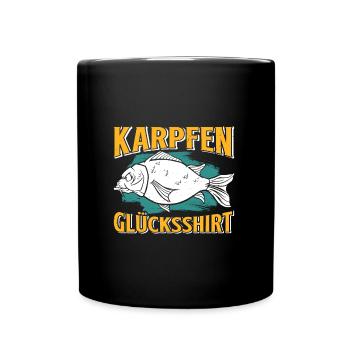 Angler Outfiit KARPFEN GLÜCKSSHIRT Lustiges - Tasse einfarbig - Schwarz - Vorne