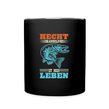 HECHT ANGELN IST MEIN LEBEN Angler Outfit Hecht - Tasse einfarbig - Schwarz - Vorne