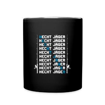 HECHT JÄGER Lustiges Angler Outfit Hecht Angeln - Tasse einfarbig - Schwarz - Vorne