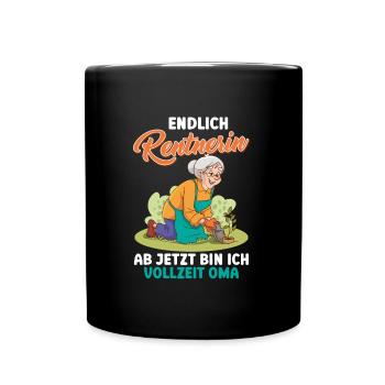 Oma ENDLICH RENTNERIN JETZT BIN ICH VOLLZEIT OMA - Tasse einfarbig - Schwarz - Vorne